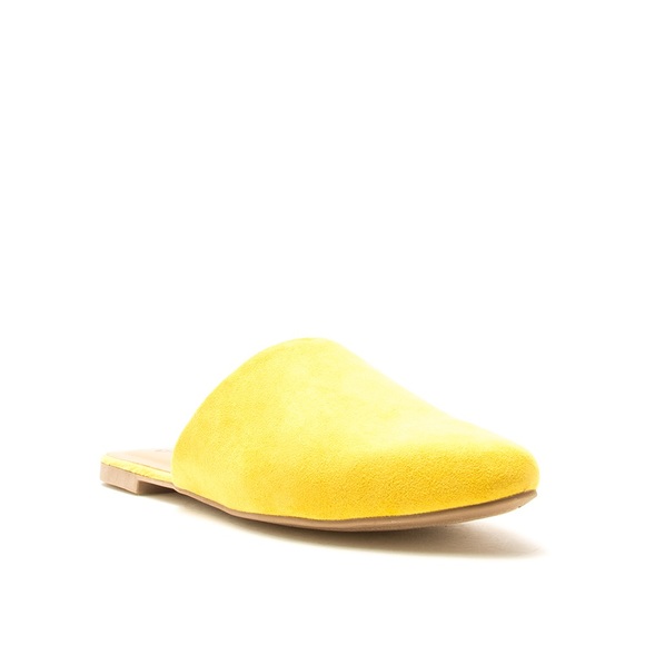 Yellow Vegan Suede Mule Flats - Picture 2 of 5
